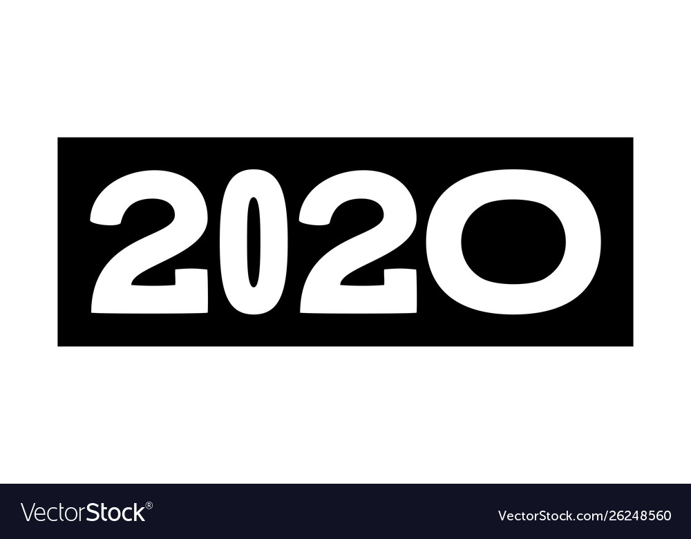 Black and white 2020 various width text characters