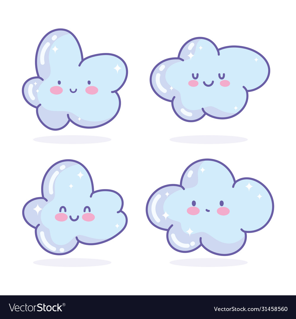 Clouds kawaii cartoon characters weather design