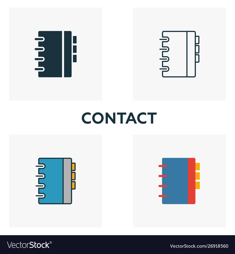 Contact icon set four elements in different styles vector image Contact icon set four elements in different styles