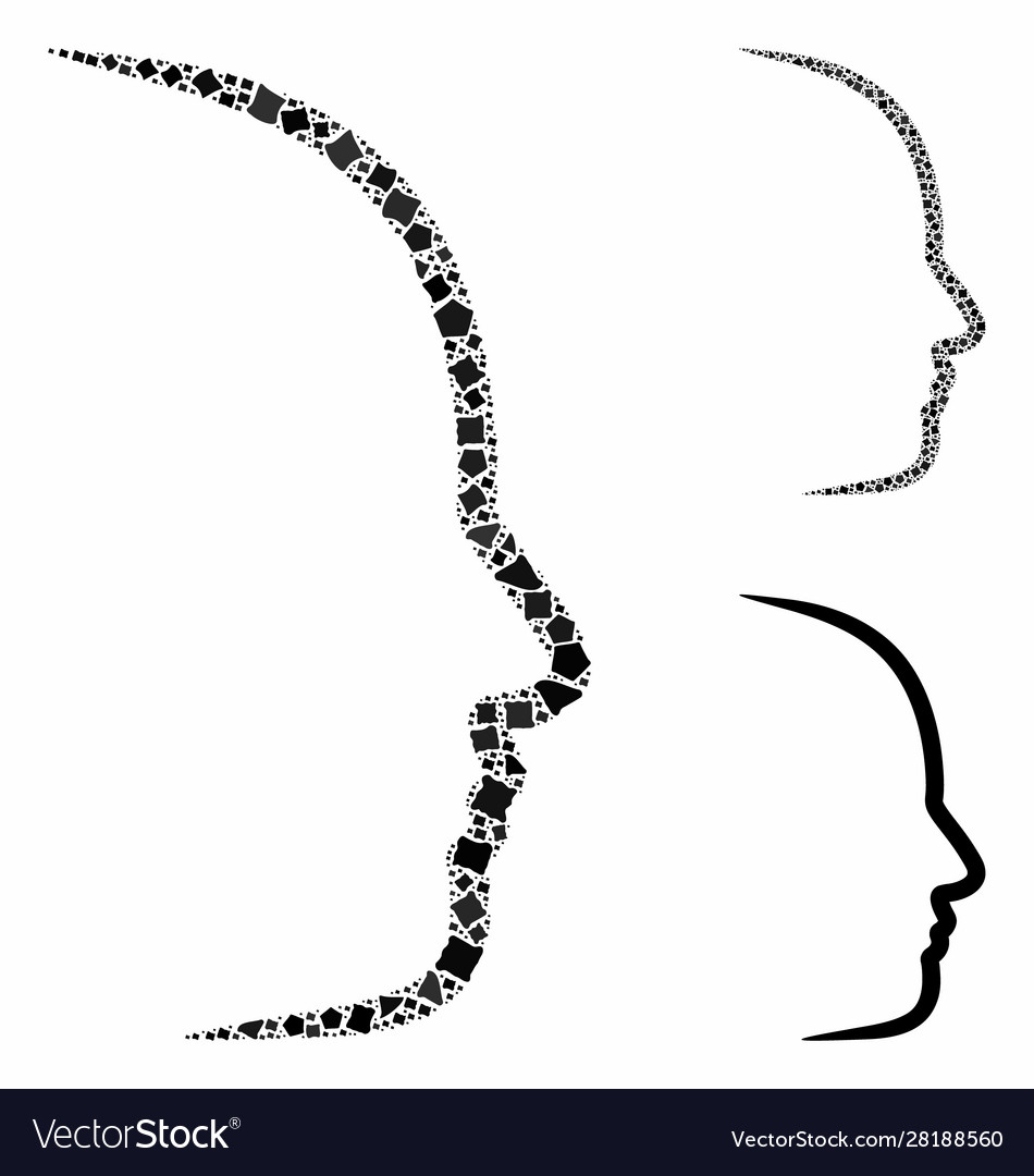 Contour face profile composition icon humpy vector image Contour face profile composition icon humpy