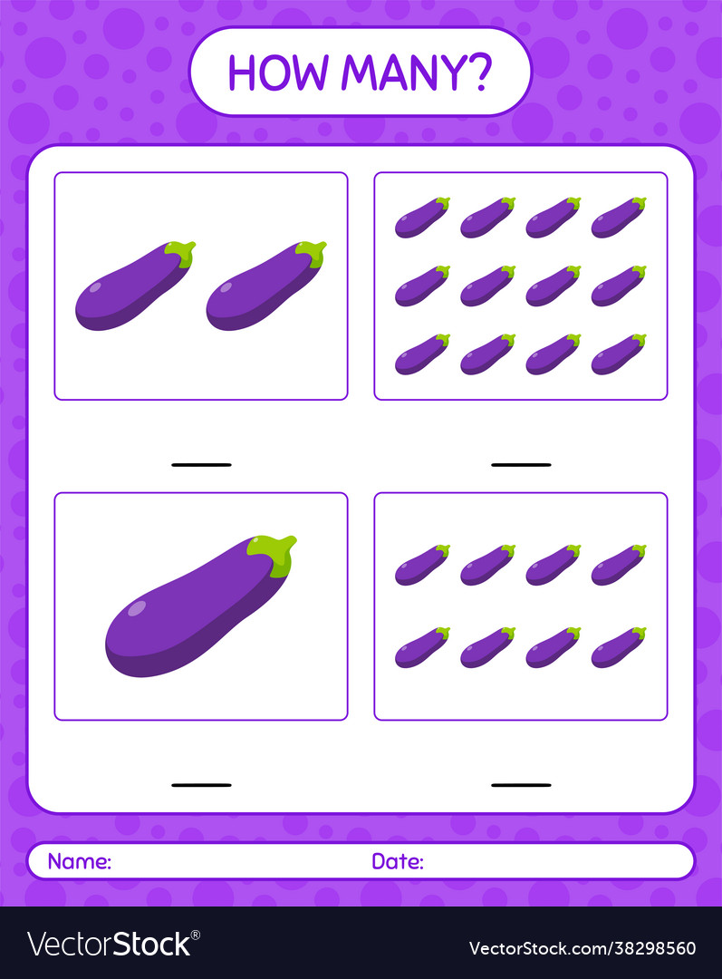 Counting Eggplants Arbeitsblatt für Kinder