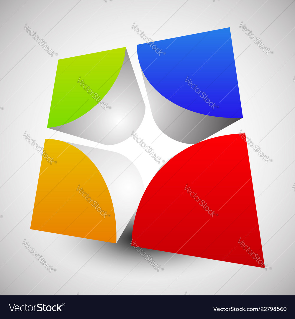 Divided colorful cube with rounded inner corners vector image Divided colorful cube with rounded inner corners