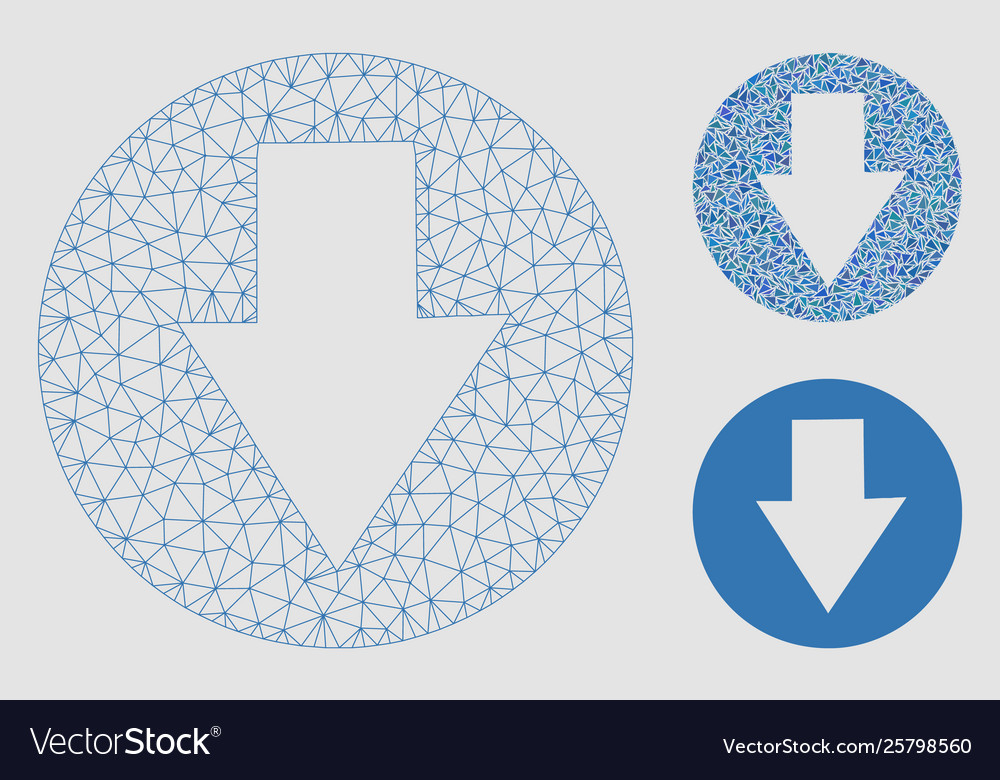 Down mesh 2d model and triangle mosaic icon