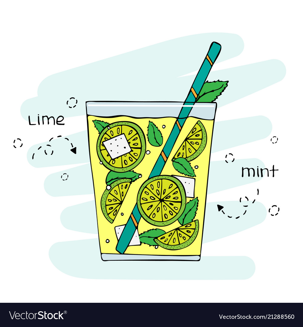 Hand-drawn lemonade in a glass