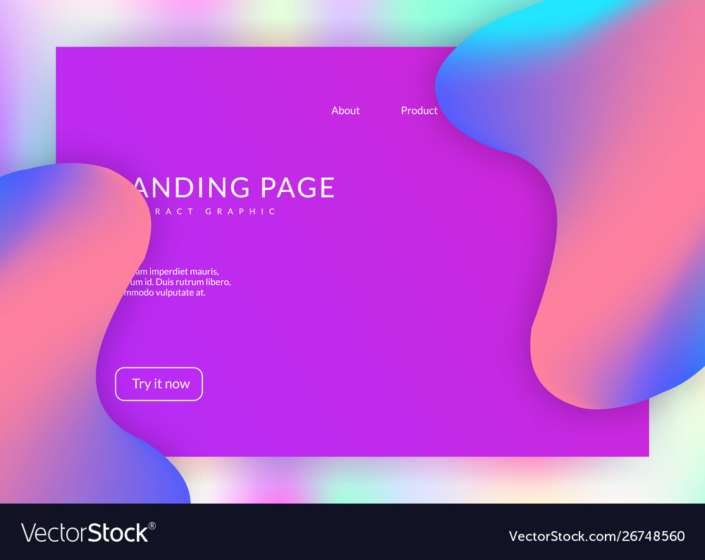 Landing page with liquid dynamic elements vector image Landing page with liquid dynamic elements