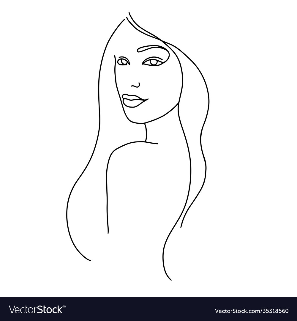 Line drawing a beautiful woman 10 Royalty Free Vector Image