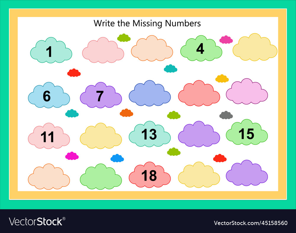 Missing Number Worksheet Royalty Free Vector Image
