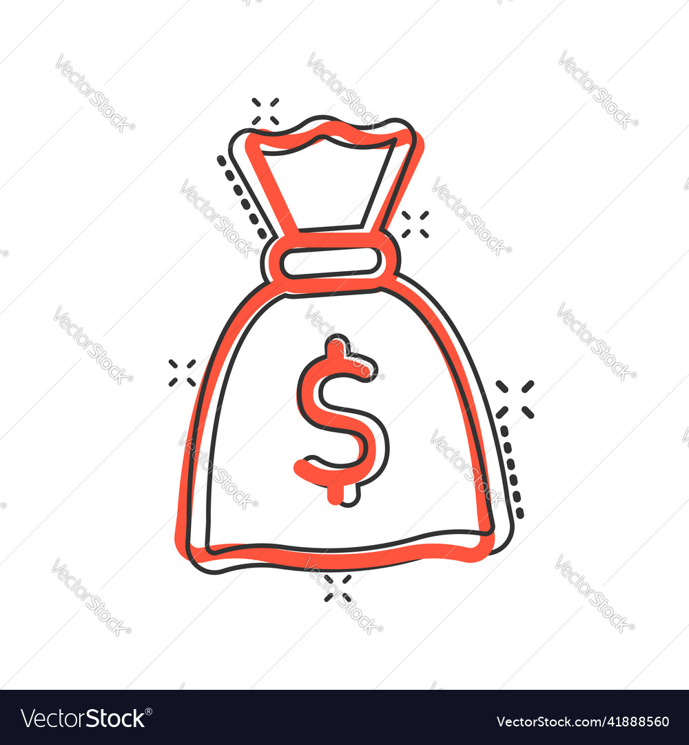 Money bag icon in comic style moneybag cartoon