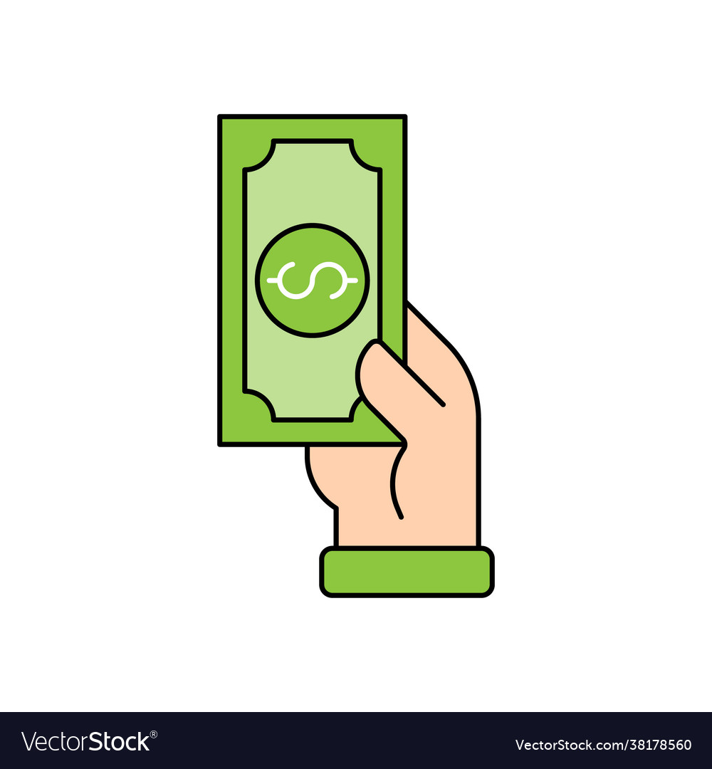 Money with hand icon cash on hand icon Royalty Free Vector