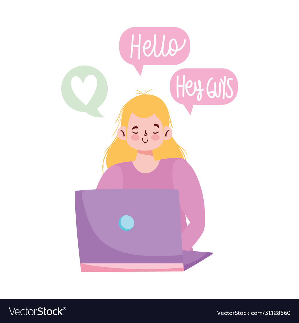 People creativity and technologygirl with laptop Vector Image