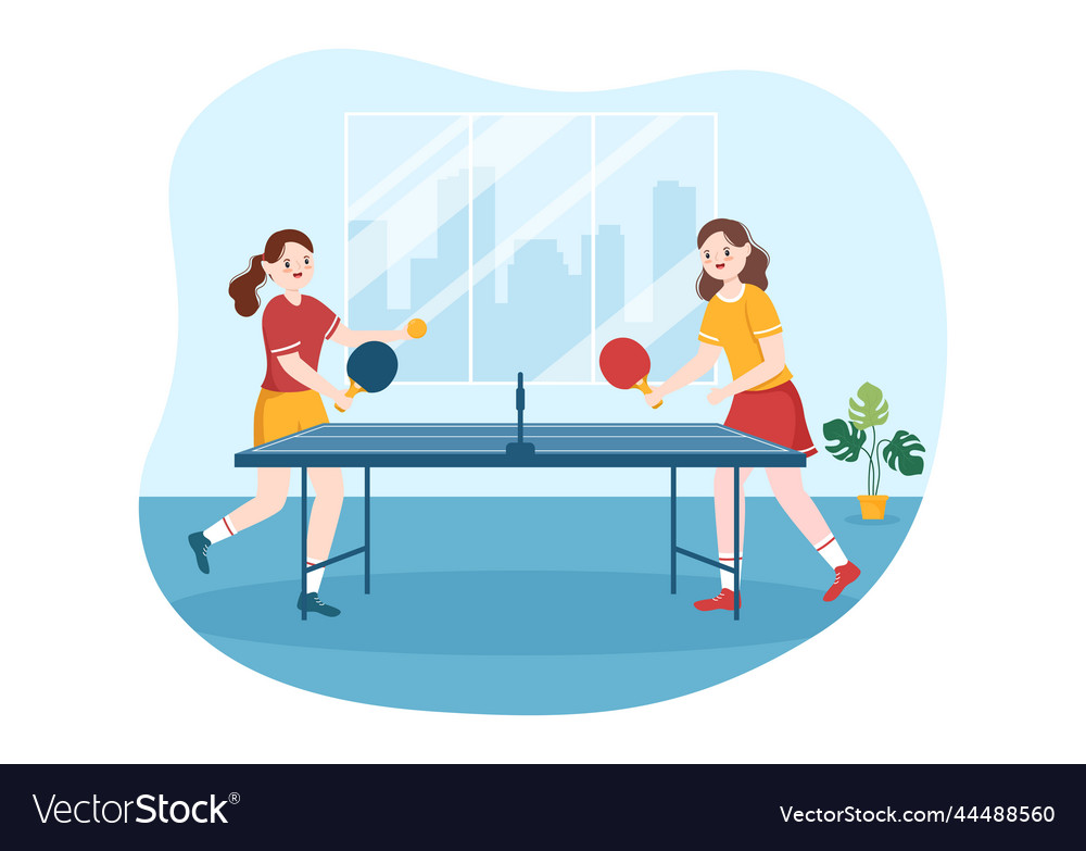 Table tennis sport two man playing ping pong game Vector Image