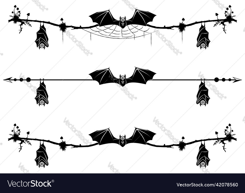 Set of magic vignettes with bats