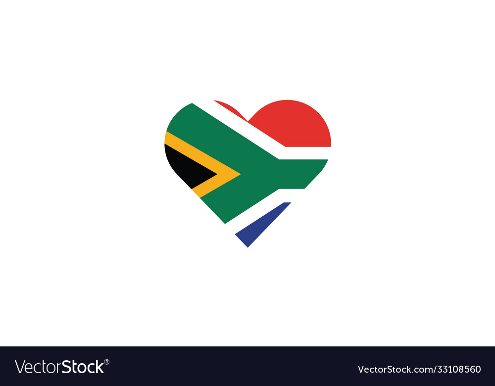 South africa flag heart love