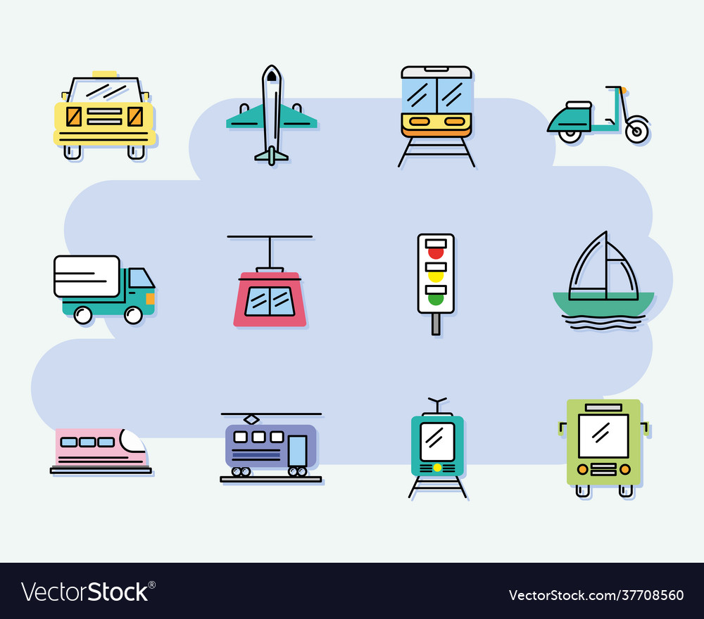 Zwölf Transportsymbole