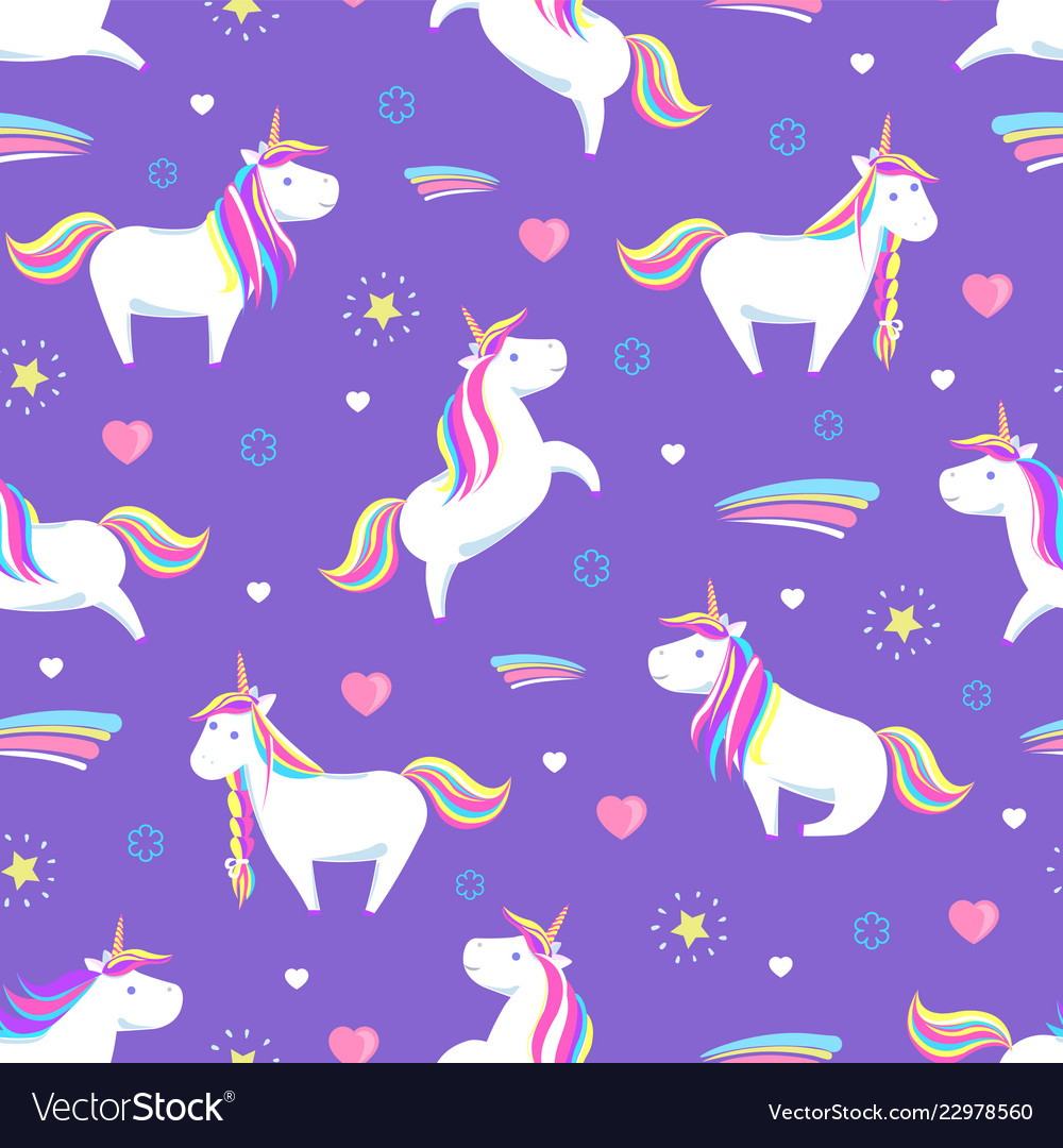 Unicorn magic creatures seamless pattern Vector Image