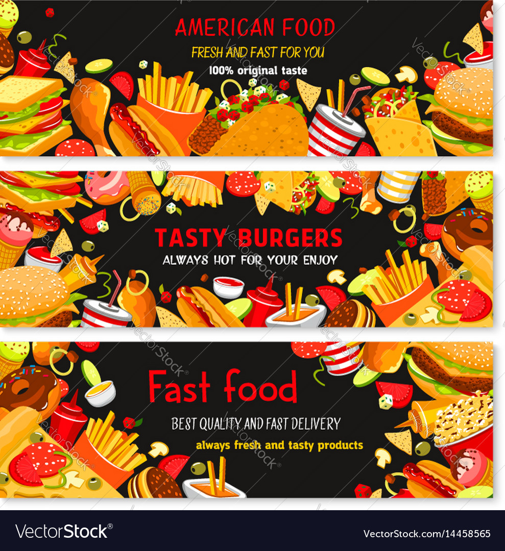 Banners for fast food restaurant Royalty Free Vector Image