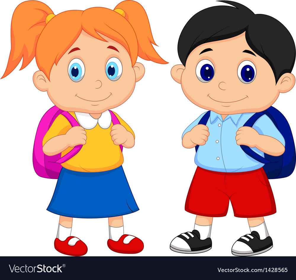 cartoon little boy and girl