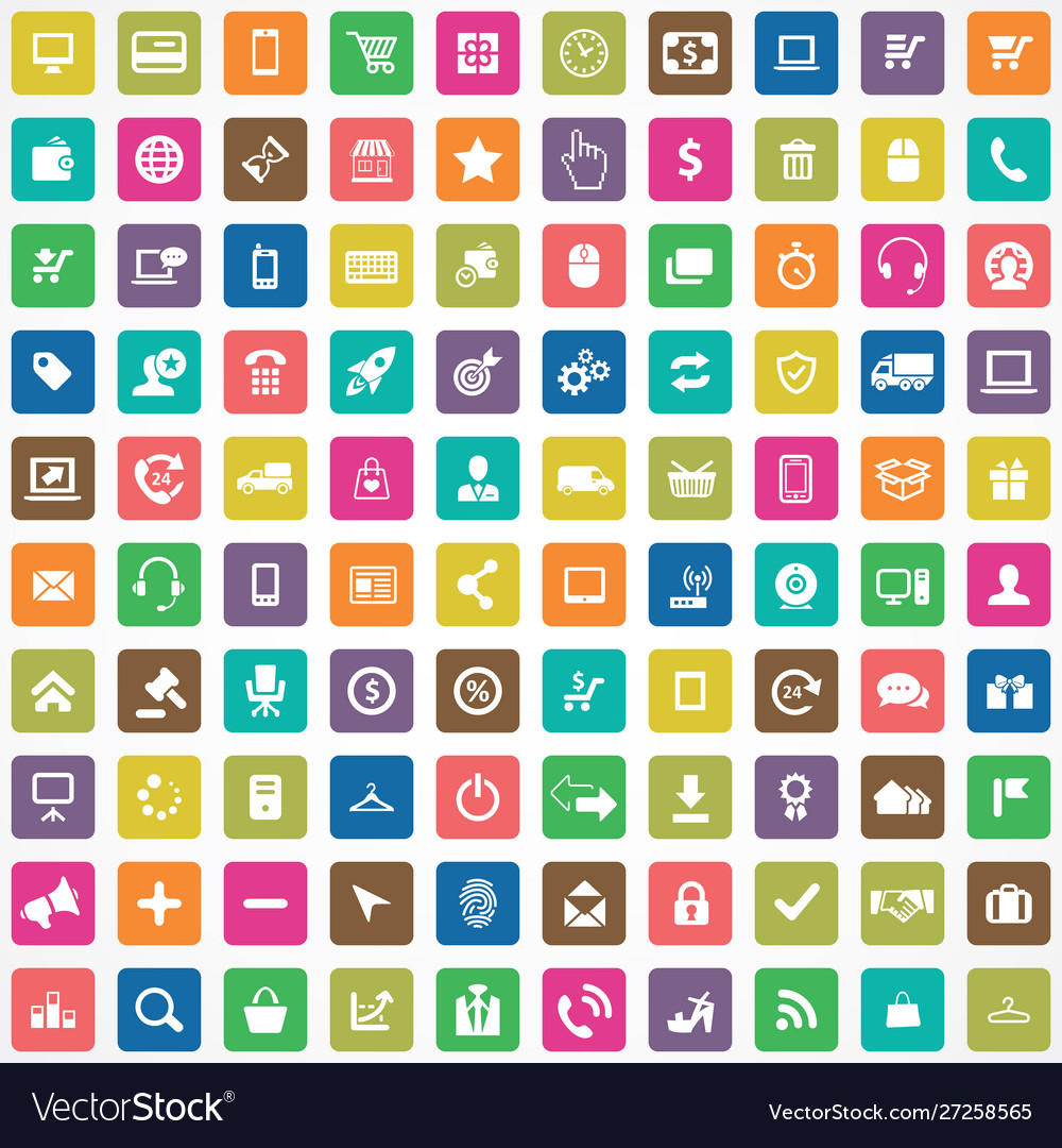 E-commerce 100 icons universal set for web and ui