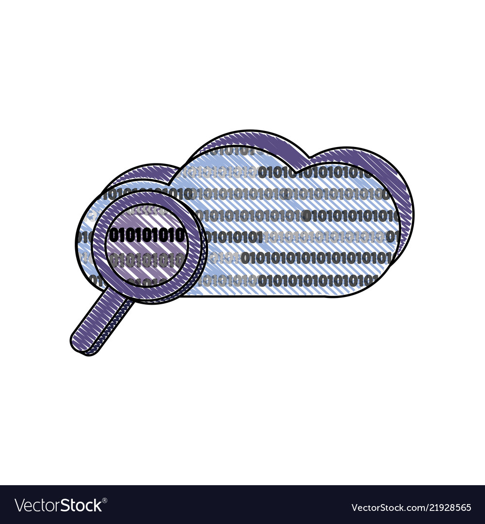 Grated cloud data and magnifying glass