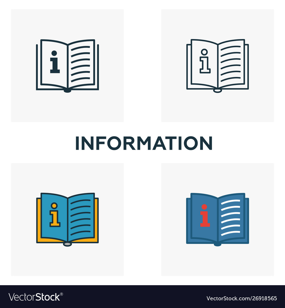 Information icon set four elements in different