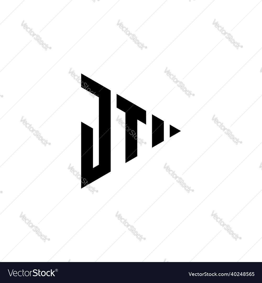 Jt logo monogram triangle shape play button