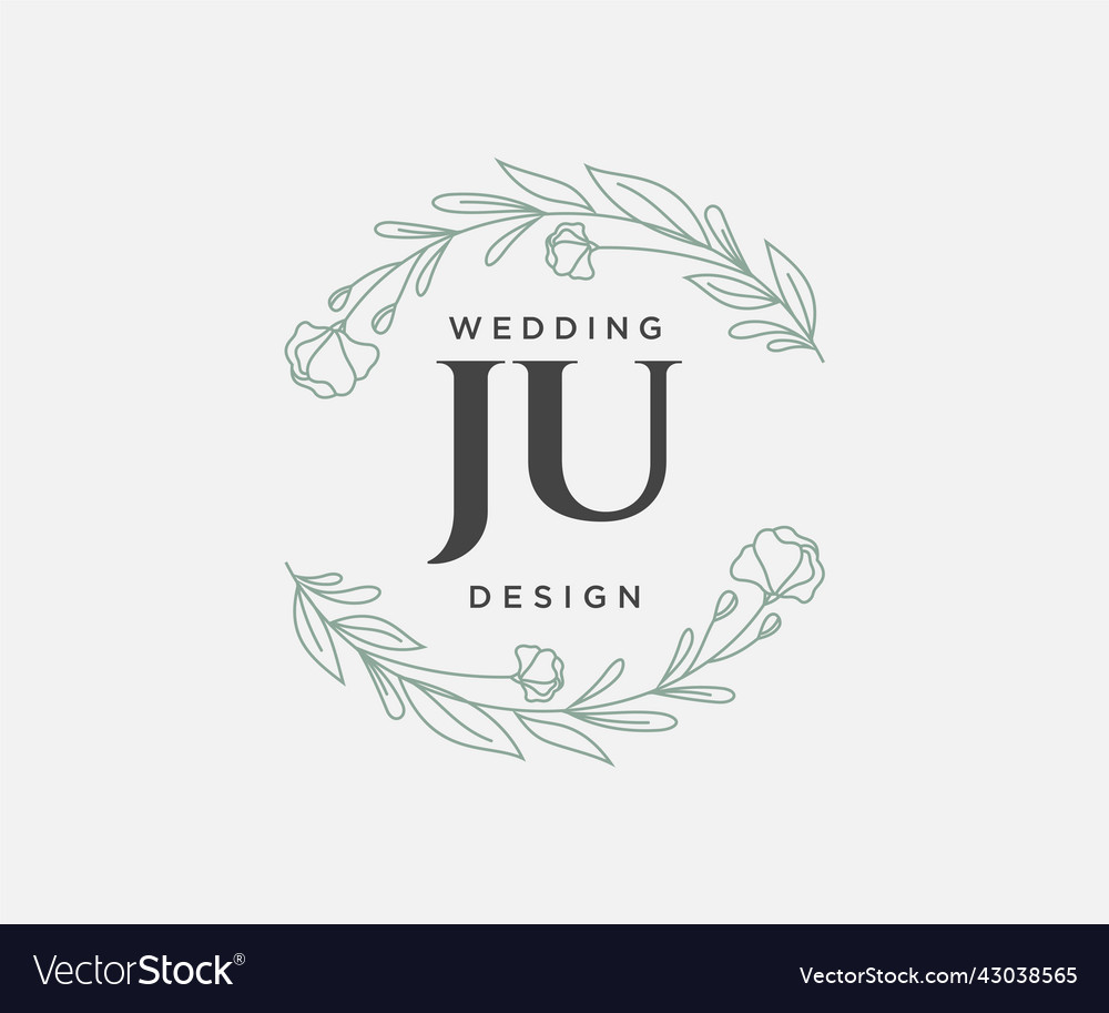 Ju Initials Letter Wedding Monogram Logos Vector Image