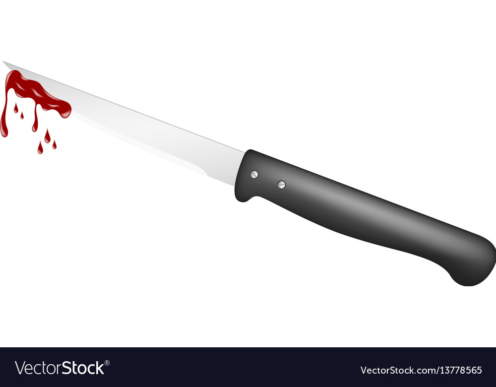 Kitchen knife with black handle and bloody blade Vector Image