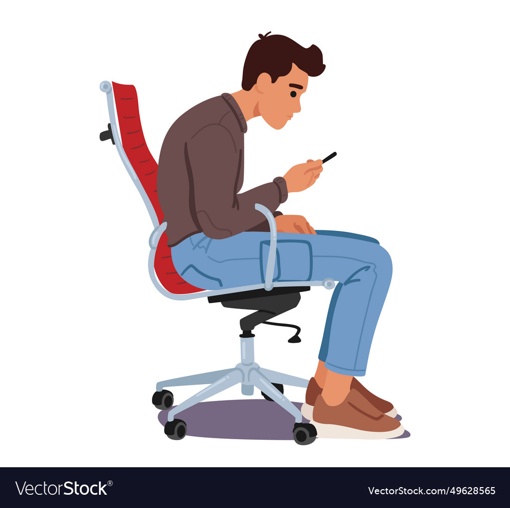 Man slouches on a chair engrossed in his vector image Man slouches on a chair engrossed in his