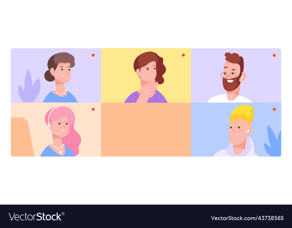 People in video chat windows group family call