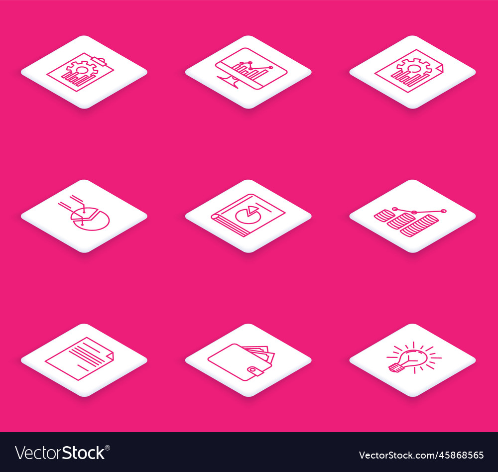 Set line clipboard with graph chart computer vector image Set line clipboard with graph chart computer