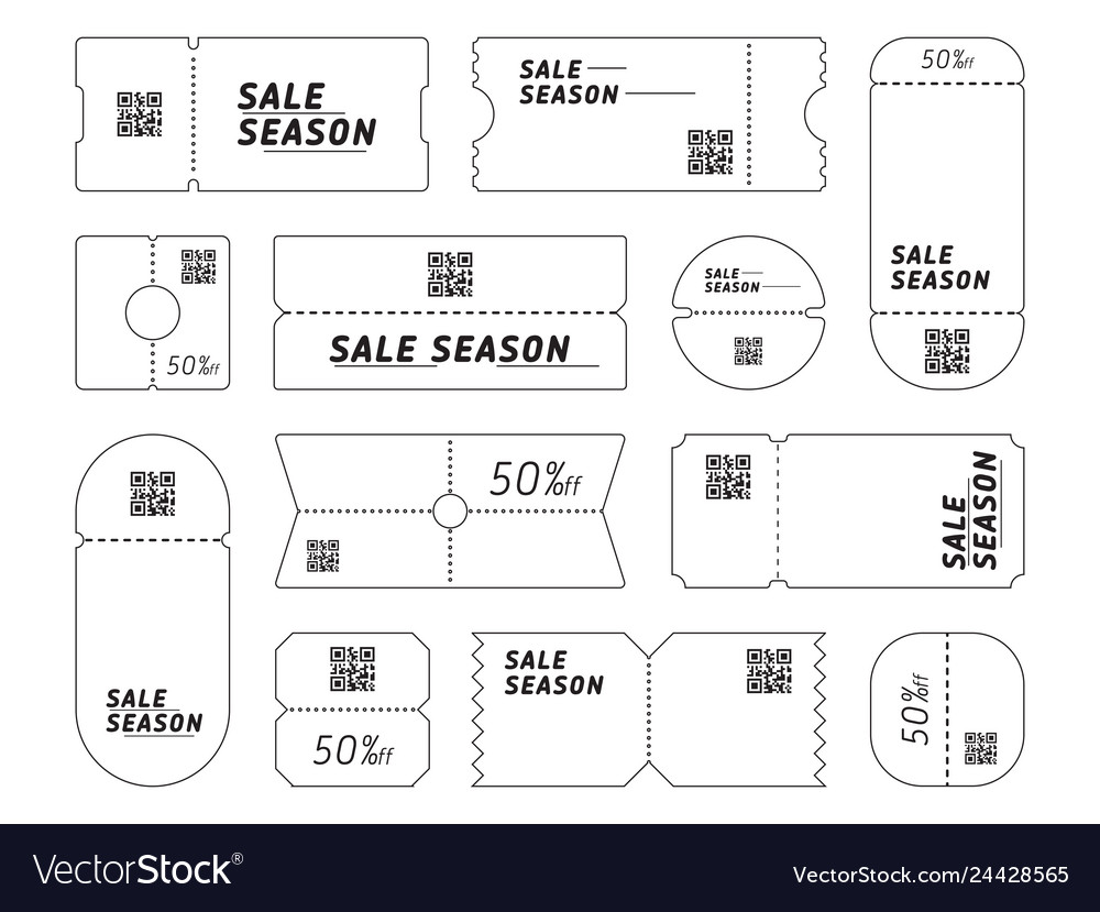 Set of coupons with sale season writing qr