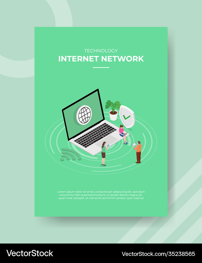 Technology internet network people standing Vector Image