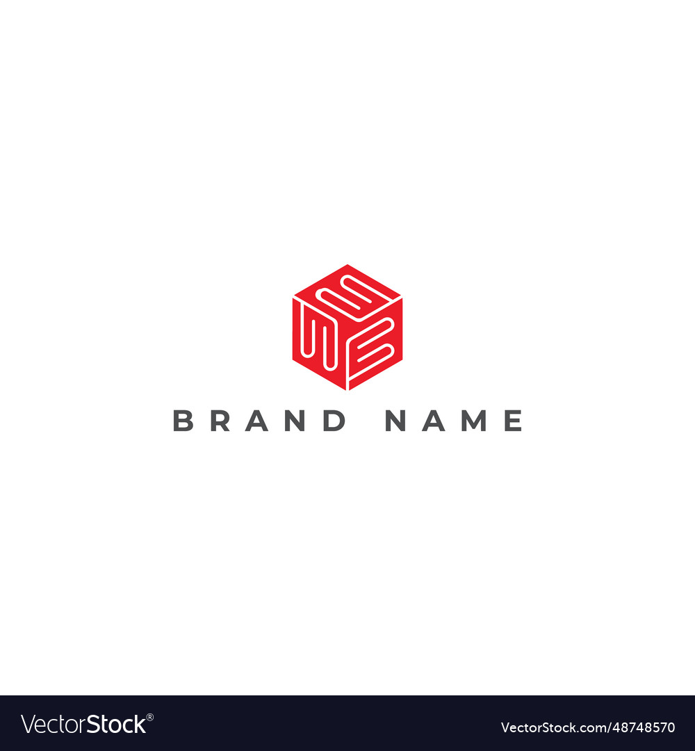 Abstract initial letters me or em hexagon shape