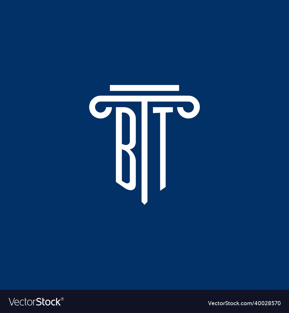 Bt initial logo monogram with simple pillar icon