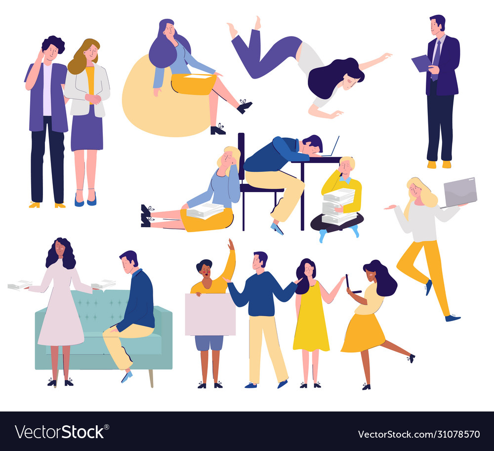 Collection cartoon employee team together