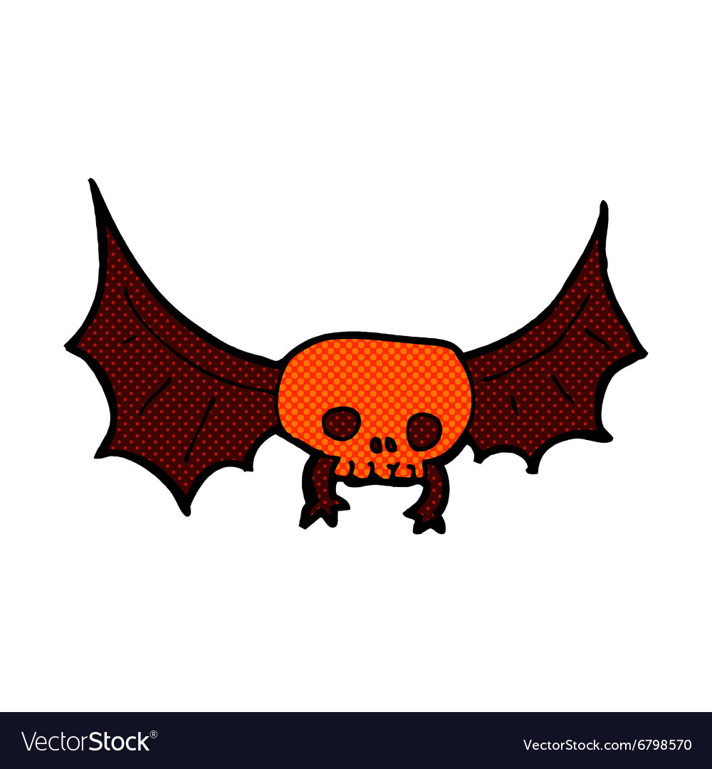 Comic cartoon spooky skull bat