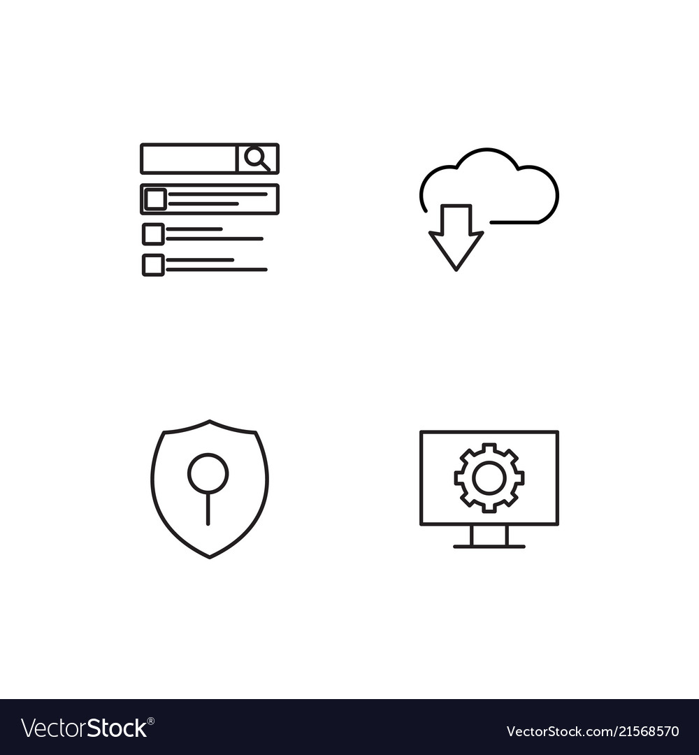 Cyber security linear icons set simple outline