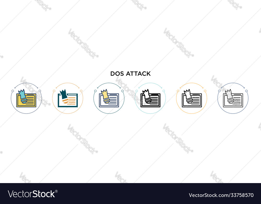 Dos attack icon in filled thin line outline