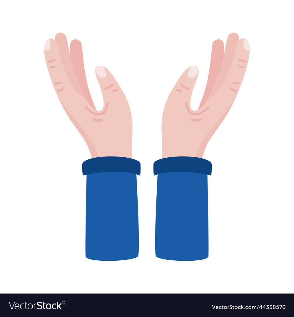 Hands human protecting gesture Royalty Free Vector Image