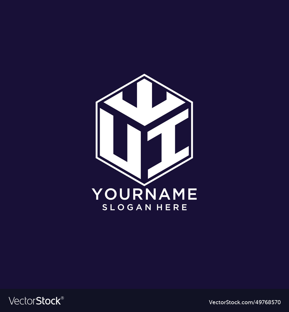 Initials ui logo hexagon shape creative geometric