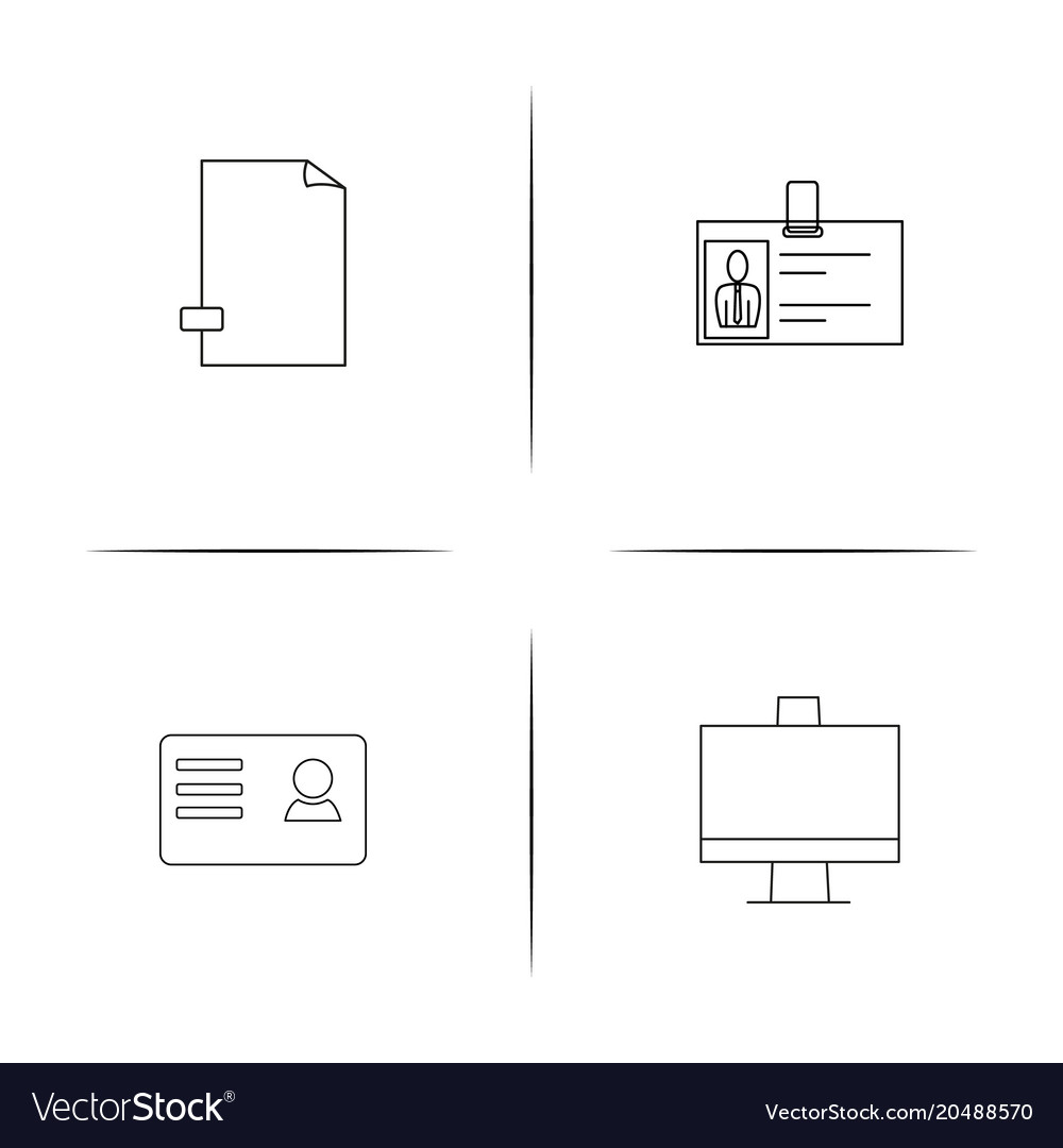 Office simple linear icons set outlined