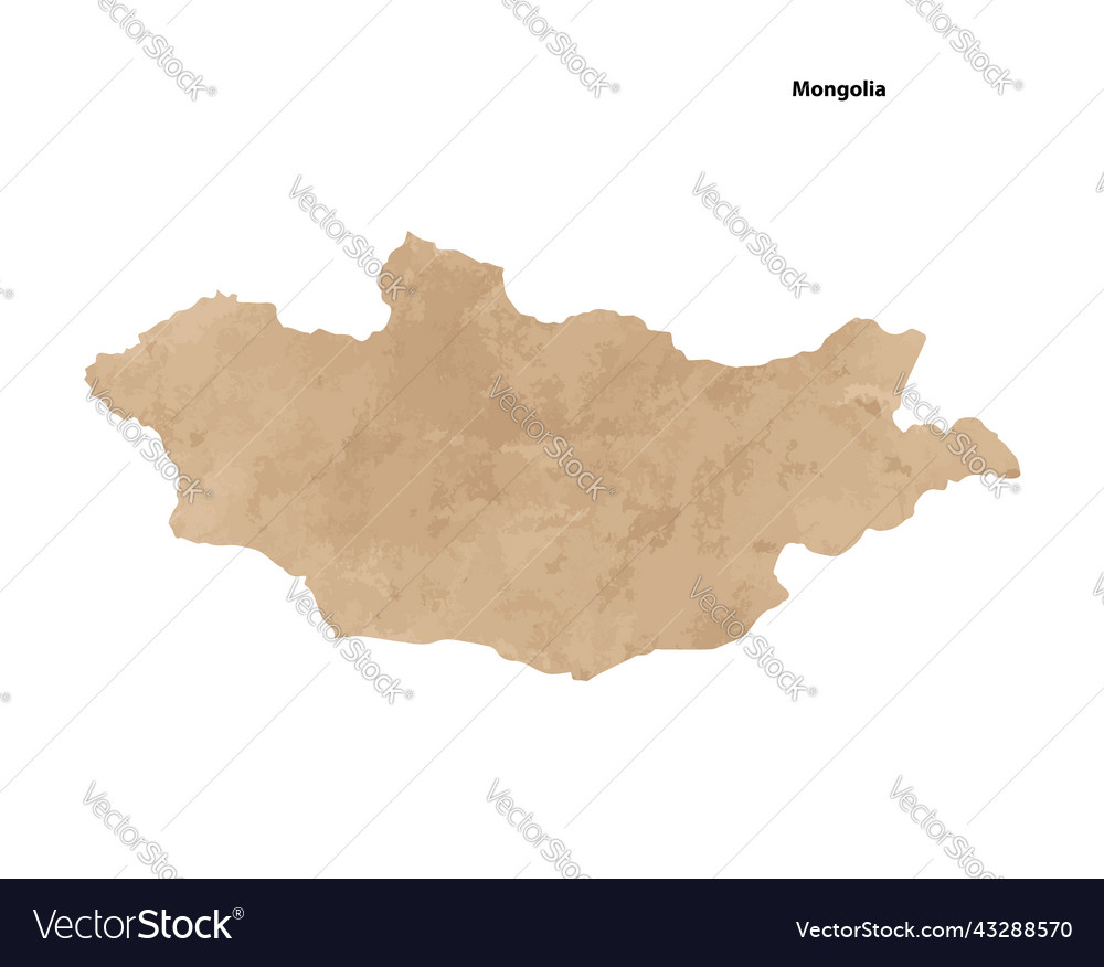 Old vintage paper textured map of mongolia country Vector Image Old vintage paper textured map of mongolia country
