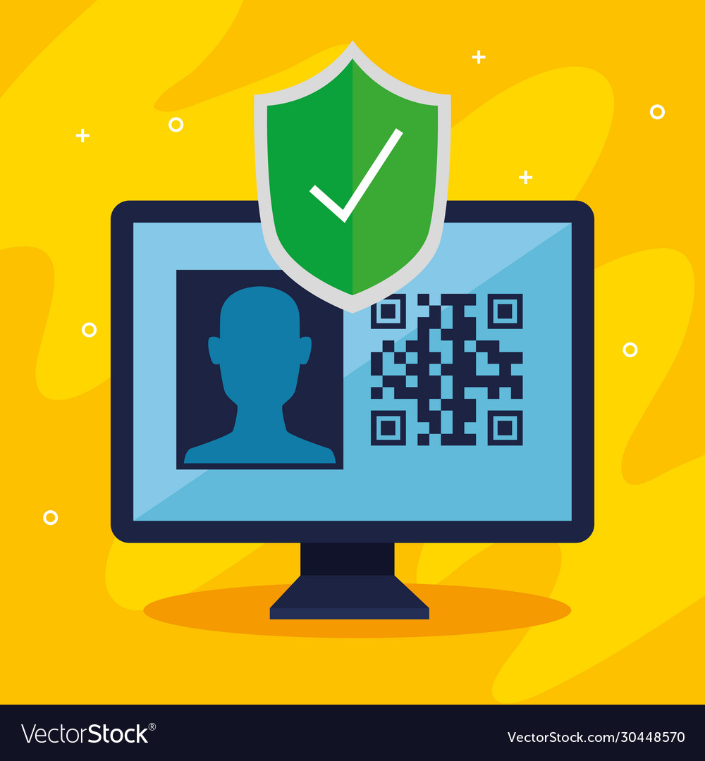 Qr code inside computer and shield design