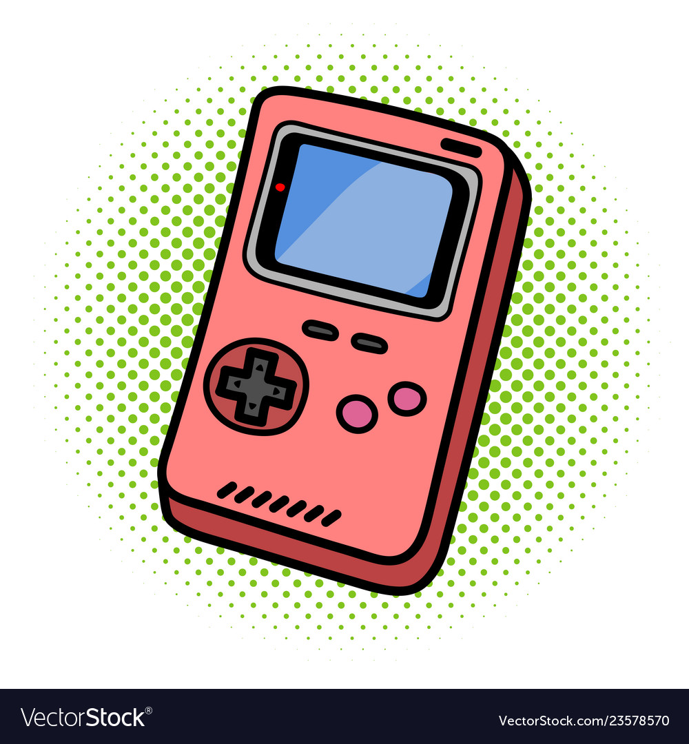 Retro portable handheld game device on isolated vector image Retro portable handheld game device on isolated