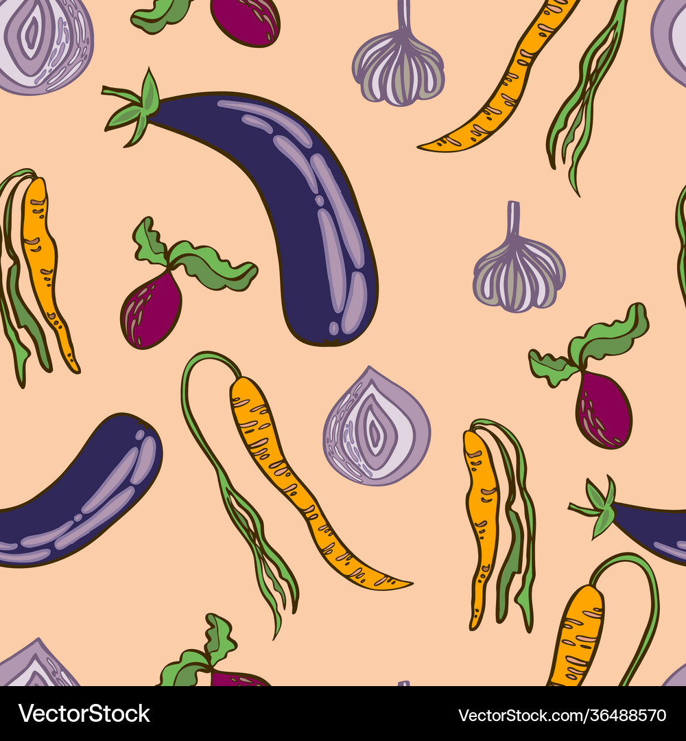 Seamless vegetable pattern multicolored Royalty Free Vector