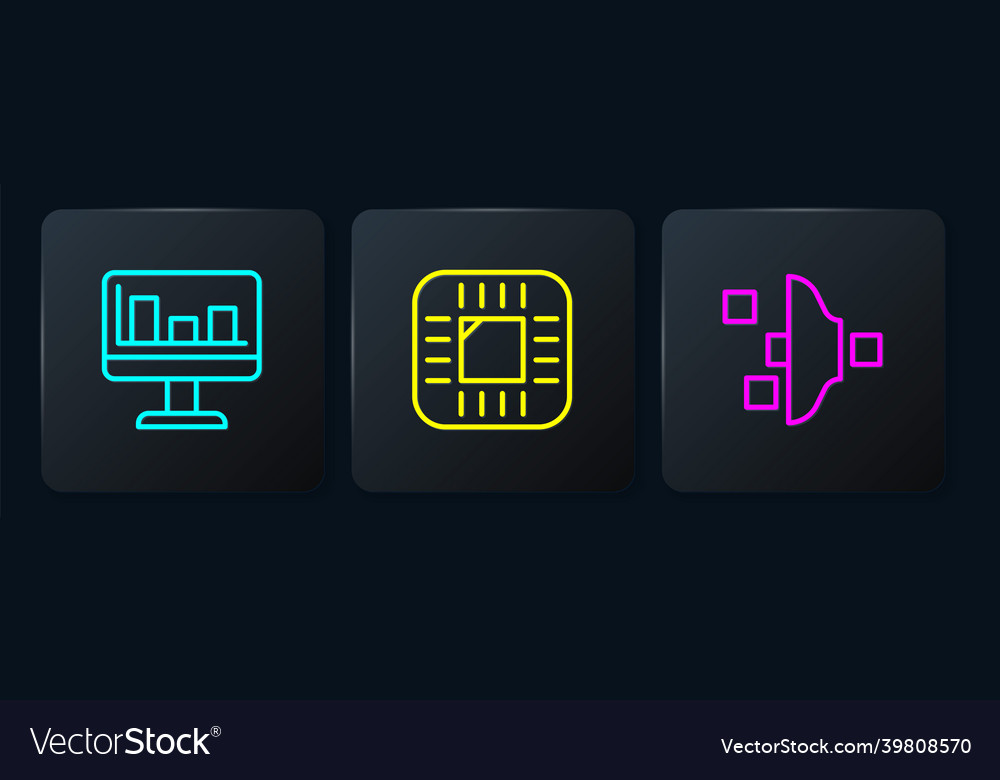 Set line monitor with graph chart filter setting vector image Set line monitor with graph chart filter setting