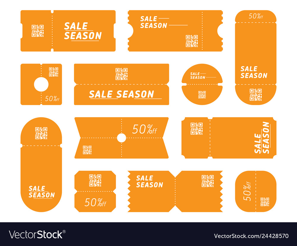 Set of coupons with sale season writing qr