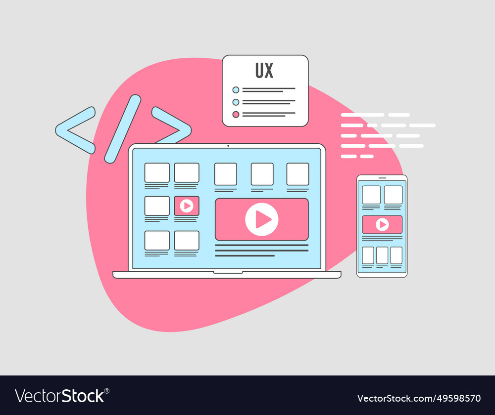 Benutzererfahrung ux design codierung konzept mobile vector image Benutzererfahrung ux design codierung konzept mobile