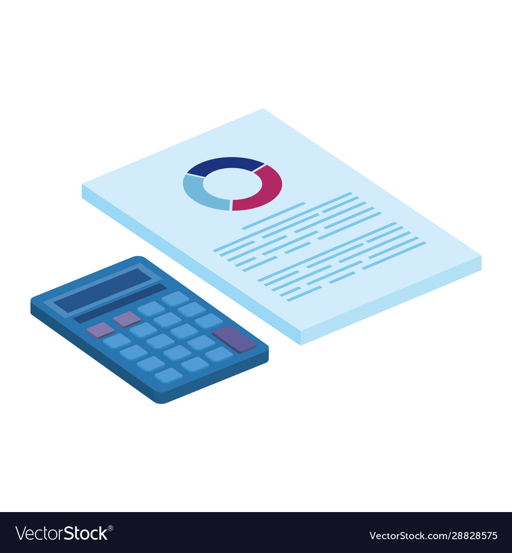 Calculator math and document with infographic