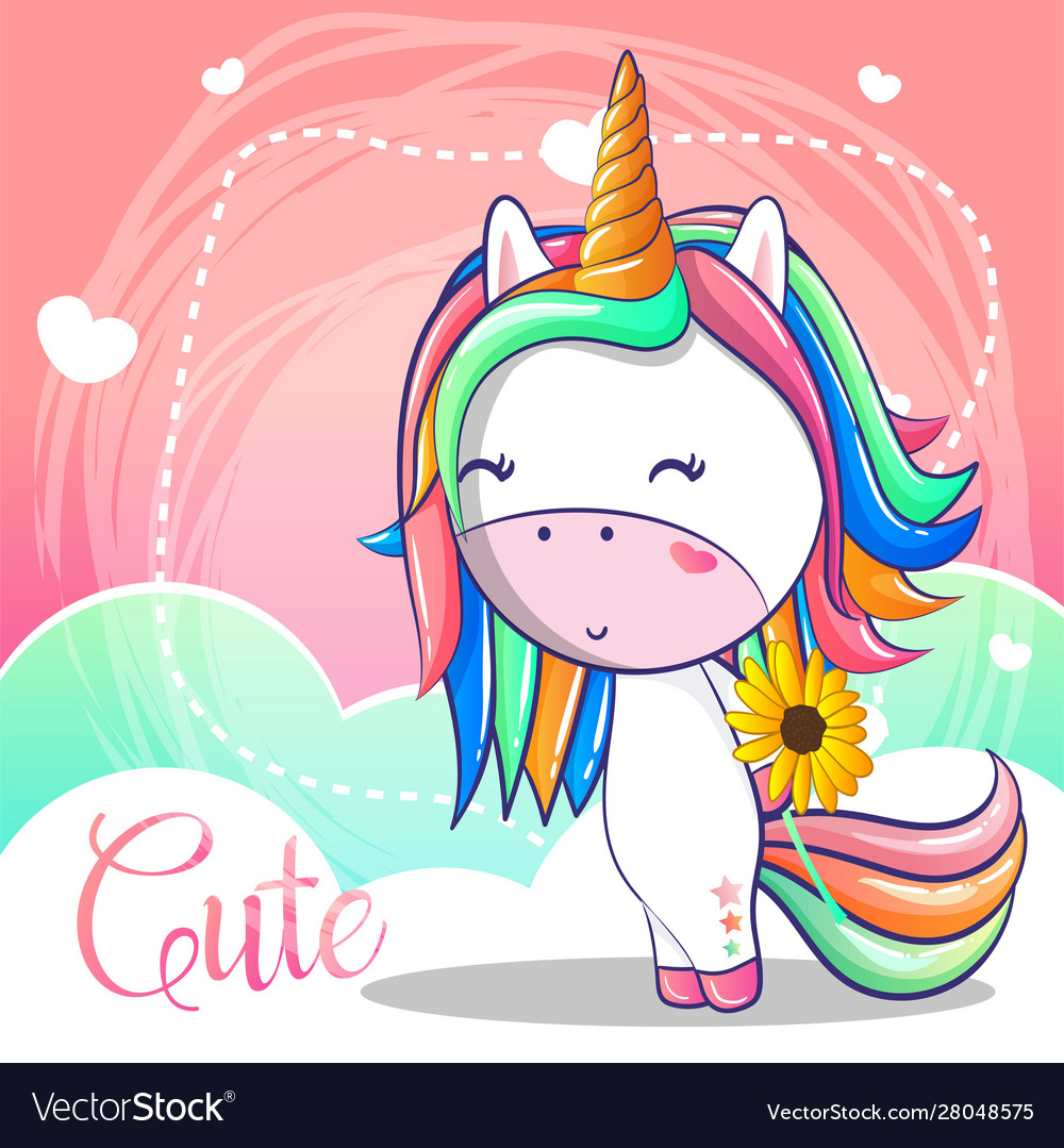 Cute unicorn baby shower card Royalty Free Vector Image